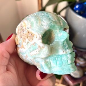 🌊Caribbean Calcite Aragonite Activation Crystal Skull Carving🌊